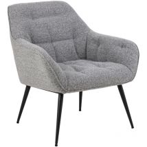 Hellin - Fauteuil en tissu gris piétement oblique en métal noir - samy