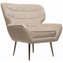 Habitat Et Jardin - Fauteuil en velours 'Austin' - 79 x 71 x 79.5 cm - Beige