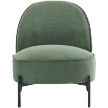 Homifab - Fauteuil en velours côtelé vert kaki - Basile