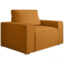 Vente-unique - Fauteuil en velours côtelé orange clair amelia