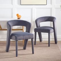 Wishdor - Lot de 2 fauteuils en velours gris, fauteuil rembourré capacité de charge 150 kg