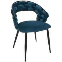 The Home Deco Factory - Fauteuil En Velours Sawyer Bleu Canard Home Deco Factory