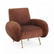 Oviala - Fauteuil en velours vintage terracotta