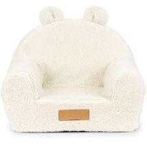 Flumi - Fauteuil enfant avec oreilles, beige clair, matière peau de mouton