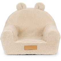 Flumi - Fauteuil enfant avec oreilles, beige foncé, matière peau de mouton