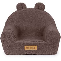 Flumi - Fauteuil enfant avec oreilles, brun, matière peau de mouton
