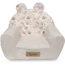 Fauteuil enfant avec oreilles Flumi gris + renards