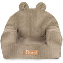 Fauteuil enfant avec oreilles, velours côtelé beige