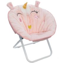 Pegane - Fauteuil enfant pliant coloris rose clair - Diamètre 50 x Hauteur 55 cm