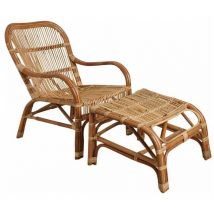 Aubry Gaspard - Fauteuil et repose pieds en rotin brut avec écorce