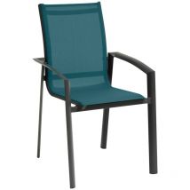 Hesperide - Fauteuil de jardin empilable Axant bleu canard & graphite en aluminium traité époxy - Hespéride