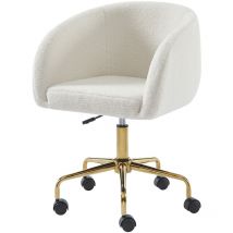 Baïta - Fauteuil ezra en tissu bouclette blanc