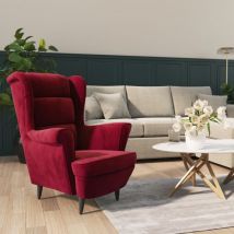 Bonnevie - Fauteuil Fauteuil Relax - Fauteuil Salon Rouge bordeaux Velours BV950117