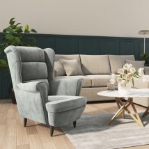 Fauteuil, Fauteuil Salon, Fauteuil relax gris clair velours PWFN46782 Maison Chic