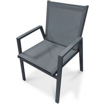 Dcb Garden - floride - Fauteuil de jardin empilable en aluminium gris anthracite