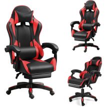 Fauteuil Gamer - Chaise gaming Ergonomique Inclianble - Avec Repose-pieds Télescopique - Hauteur Réglable - Appui-tête, Support Lombaire, Charge 120