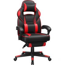 Fauteuil gamer, Chaise gaming, Siège de bureau réglable, avec repose-pieds télescopique, ergonomique, mécanisme basculent, appui-tête, support