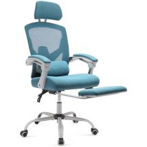 Joeais - Fauteuil Gamer Ergonomique, Chaise Gaming, Fauteuil de Bureau, Pédale réglable, Appui-tête réglable, Support Lombaire, Bleu