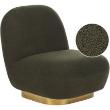 Beliani - Fauteuil Glamour Base Dorée Art Déco en Tissu Bouclé Rembourré Vert Loviisa