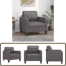 Fauteuil Gris 60 cm Similicuir - Fauteuil Gris - Canapé Modulaire - Canapé Contemporain - Fauteuils Confortables - Chaise Relaxante