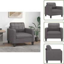 Fauteuil Gris 60 cm Similicuir - Fauteuil Gris - Canapé Modulaire - Canapé Contemporain - Fauteuils Confortables - Chaise Relaxante