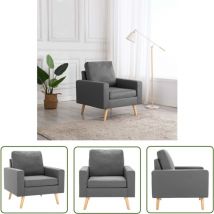 Qonovt - The Living Store Fauteuil gris foncé tissu - Fauteuil Gris - Chaise Confort - Meuble Salon - Fauteuil Design - Chaise Relaxante