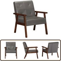 Fauteuil gris cuir véritable - Fauteuil Cuir - Fauteuil Design - Fauteuil Confortable - Fauteuil Salon - Fauteuils Gris