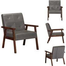 Vidaxl - Fauteuil gris cuir véritable - Fauteuil Cuir - Fauteuil Design - Fauteuil Confortable - Fauteuil Salon - Fauteuils Gris