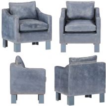 Chaise cabriolet Gris cuir véritable - Fauteuil Luxe - Chaise Élégante - Cuir Véritable - Confort Optimal - Assise Moelleuse - Home & Living
