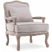 Intensedeco - Fauteuil Gustave style Louis xv tissu beige