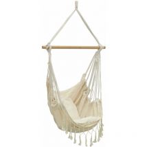 Aubry Gaspard - Fauteuil hamac écru à franges en coton