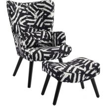 Homemiyn - Fauteuil avec coussin et tabouret, canapé individuel pour salon, lignes irrégulières.