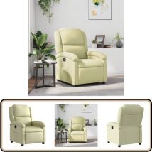 Fauteuil inclinable crème cuir véritable - Fauteuil Inclinable - Fauteuil Cuir - Chaise Relaxante - Mobilier Salon - Canapé Lit