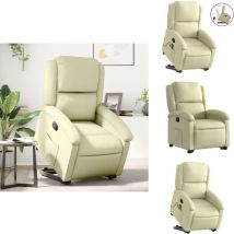 Fauteuil inclinable crème cuir véritable - Fauteuil Inclinable - Fauteuil Relax - Fauteuil Électrique - Fauteuil Cuir - Fauteuil Senior