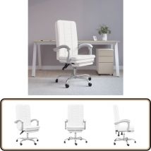 Vidaxl - Fauteuil inclinable de bureau Blanc Similicuir - Chaise De Bureau - Chaise Ergonomique - Fauteuil De Bureau - Fauteuil Inclinable