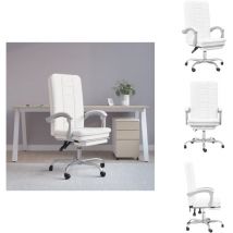 Fauteuil inclinable de bureau Blanc Similicuir - Chaise De Bureau - Chaise Ergonomique - Fauteuil De Bureau - Fauteuil Inclinable - Similicuir