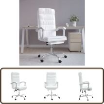 Fauteuil inclinable de bureau Blanc Similicuir - Chaise De Bureau - Chaise Ergonomique - Fauteuil De Bureau - Fauteuil Inclinable - Simuli Cuir