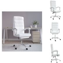 Fauteuil inclinable de bureau Blanc Similicuir - Chaise De Bureau - Chaise Ergonomique - Fauteuil De Bureau - Fauteuil Inclinable - Simuli Cuir