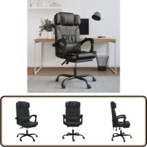 Fauteuil inclinable de bureau Noir Similicuir - Chaise De Bureau - Chaise Ergonomique - Fauteuil De Bureau - Fauteuil Inclinable - Simuli Cuir