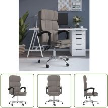 Tovbmup - The Living Store Fauteuil inclinable de bureau Taupe Tissu - Chaise De Bureau - Chaise Ergonomique - Fauteuil De Bureau - Fauteuil
