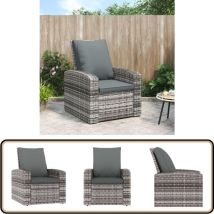 Fauteuil inclinable de jardin avec coussins gris résine tressée - Fauteuil Inclinable - Fauteuil De Jardin - Mobilier De Jardin - Chaises De Jardin