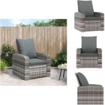 Fauteuil inclinable de jardin avec coussins gris résine tressée - Fauteuil Inclinable - Fauteuil De Jardin - Mobilier De Jardin - Chaises De Jardin