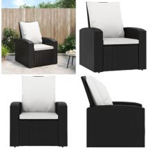 Fauteuil inclinable de jardin avec coussins noir résine tressée - Fauteuil Inclinable - Fauteuil De Jardin - Mobilier De Jardin - Chaises De Jardin