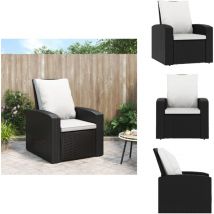 Fauteuil inclinable de jardin avec coussins noir résine tressée - Fauteuil Inclinable - Fauteuil De Jardin - Mobilier De Jardin - Chaises De Jardin