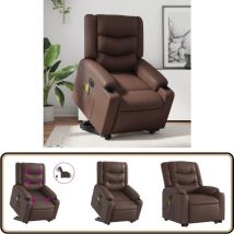 Fauteuil inclinable de massage électrique marron similicuir - Fauteuil Relax - Fauteuil Massant - Fauteuil Inclinable Électrique - Fauteuil