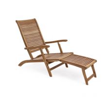 Bizzotto - Fauteuil inclinable avec accoudoirs en bois de style classique - 58x163x89.5 cm