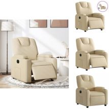 Vidaxl - Fauteuil inclinable électrique Crème Tissu - Fauteuil Inclinable Électrique - Fauteuils Inclinables Électriques - Fauteuil Électrique Pour