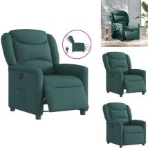 Fauteuil inclinable électrique Vert foncé Tissu - Fauteuil Inclinable Électrique - Fauteuils Inclinables Électriques - Fauteuil Électrique Pour