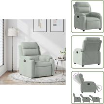 Fauteuil inclinable gris clair velours - Fauteuil Inclinable - Fauteuil Relax - Chaise Inclinable - Canapé Lit - Mobilier Intérieur