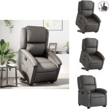 Fauteuil inclinable gris cuir véritable - Fauteuil Inclinable - Fauteuil Relax - Fauteuil Électrique - Fauteuil Cuir - Fauteuil Senior